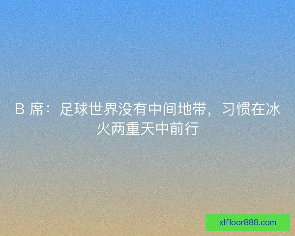 B 席：足球世界没有中间地带，习惯在冰火两重天中前行