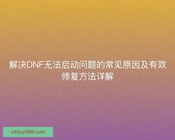 解决DNF无法启动问题的常见原因及有效修复方法详解