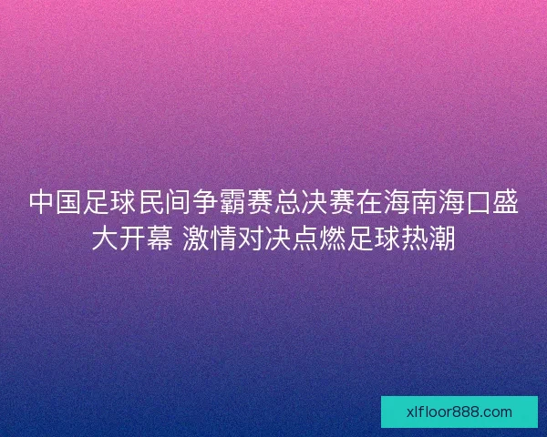 中国足球民间争霸赛总决赛在海南海口盛大开幕 激情对决点燃足球热潮