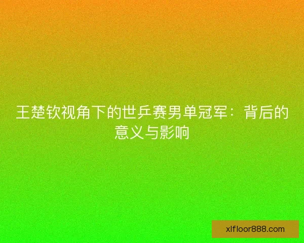 王楚钦视角下的世乒赛男单冠军：背后的意义与影响