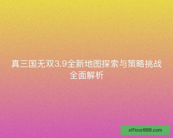 真三国无双3.9全新地图探索与策略挑战全面解析